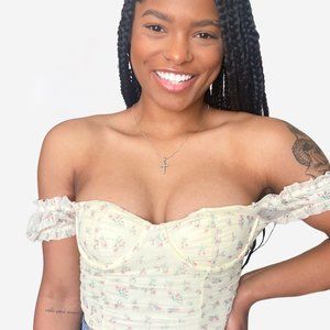 Muted Yellow Floral Babydoll Top